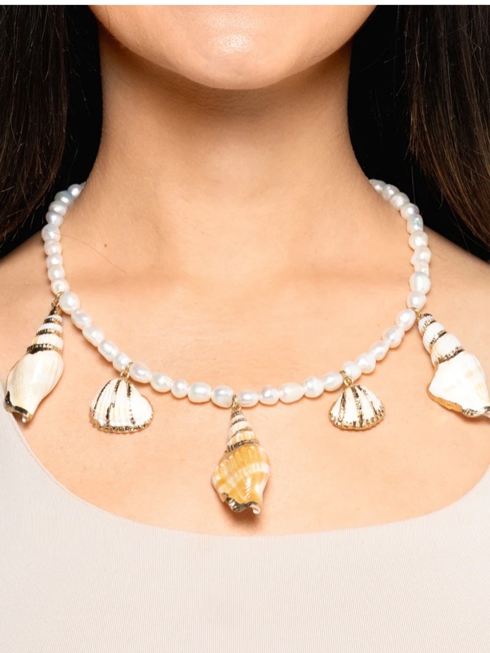 Mayamar Freshwater Pearl Necklace with Seashell pendants (NWT)